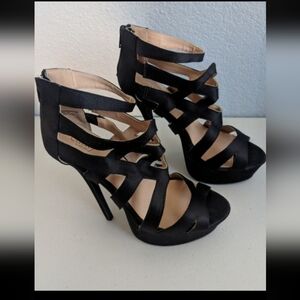 Women's Elegant Black Strappy High Heel Shoes Party Wedding Costume Cosplay